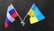 two national flags russian and ukrainian 2022 war concept