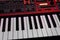 Two octaves electronic musical keyboard synthesizer close-up