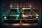 Two old american 70s customized muscle cars, retro