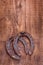 Two old cast iron metal western horse shoeing