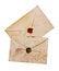 Two old envelopes with red and brown seal wax