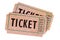 Two old faded vintage entrance tickets isolated white
