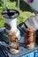 Two old kerosene lamps on a flea market