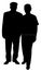 Two old poor men silhouette vector