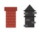 Two old red brown brick chimney roof architecture top smoke vector.