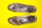 Two old, shabby inner dirty insoles of shoes. Worn out things