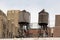 Two old style wooden water tanks on rooftop, Greenwich Village