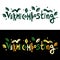 Two options for the inscription Vermicomposting, dark green and color illustration. The ecological approach. Zero waste.