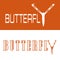 Two options of text `butterfly` with butterfly knife instead `y`