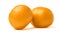 Two orange tangerines lined up on top of each other on an isolated background