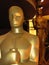Two Oscar statues stands next to the staircase leading to the Dolby Theatre
