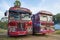 Two painted tourist buses `Ashok Leyland`, Sri Lanka