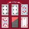 Two pair playing card poker combination. illustration eps 10. On a red background. To use for design, registration, the web