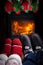 Two pairs of ornamented socks - Christmas family concept