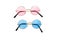 Two pairs of sunglasses, blue and pink