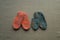 Two pairs of warm home knitted slippers