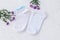 Two pairs of women socks on white background