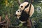 Two panda bear cubs playing at Chengdu Research Base China