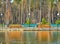 Two park benches with river reflections landscape background hd