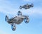 Two Passenger Drone Taxis flying in the sky