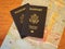 Two Passports and a Map on a Wooden Table