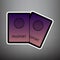 Two passports sign illustration. Vector. Violet gradient icon wi
