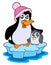 Two penguins on iceberg vector illustration