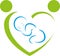 Two people as a heart and toddler, child, baby, midwife, pediatrician logo