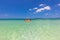 Two people canoeing in the andaman sea ,Krabi, Thailand