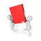 Two people carry red office document file ring binder