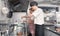 Two people cooking, commercial kitchen