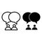 Two people and dialogue line and glyph icon. Communication vector illustration isolated on white. User chat outline