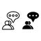 Two people dialogue line and glyph icon. Two users chat vector illustration isolated on white. Communication outline