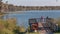 Two people on the dock in Lake Louisa state park in Clermont,  Florida