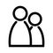 Two people icon. Symbol of group or pair of persons, friends, contacts, users. Outline modern design element. Simple