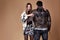 Two people man woman couple romantic boyfriend girlfriend date relationship wear fashion clothes leather jacket art designer