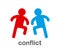 Two people ready to fight conflict vector concept