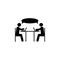 two people, table, laptop icon. Simple glyph, flat vector of People icons for UI and UX, website or mobile application