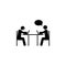 two people, table, laptop icon. Simple glyph, flat vector of People icons for UI and UX, website or mobile application