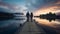 Two People Walking on a Pier