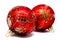 Two perfec red christmas balls isolated