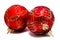 Two perfec red christmas balls isolated