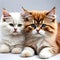 Two persian cats on a white background,  Close-up