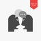 Two person chatting icon. Dispute concept. Flat design gray colo