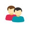 Two persons people sign as community group or team member identity vector icon, flat cartoon couple symbol, idea of