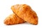 two piece of croissant in stack or cross shape isolated on white background with clipping path