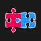 Two Piece Puzzle. 2 Step. Jigsaw. Logo.