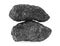 Two pieces of black coal isolated on white background. Anthracite coal