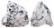 two pieces of Diorite mineral stone isolated