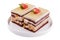 two pieces multi-layered cocoa sponge cake